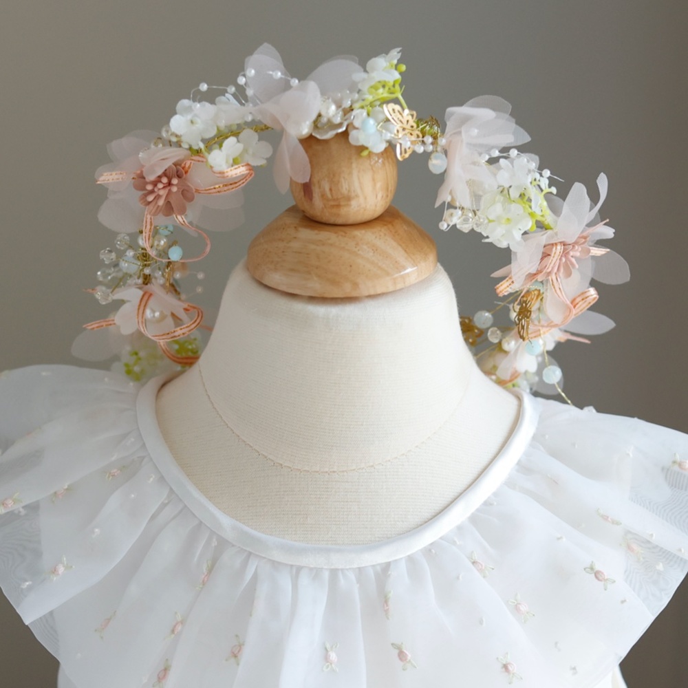 Floral Tiara Crown Head Wreath Flower Girl Special Occasion NWT